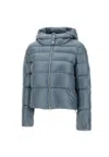 Herno Zip-up Hooded Puffer Jacket In Clear Blue