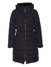 Herno Padded Hooded Long Down Jacket Zip Pockets In Blue