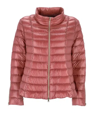 Herno Zip-up Quilting Jacket In Pink