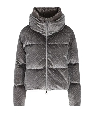 Herno Zip-up Quilted Jacket In Gray