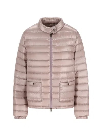 Herno High Collar Quilted Coat Side Pockets In Neutral