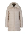 Herno Zip-up Quilted Padded Long Jacket In Nude