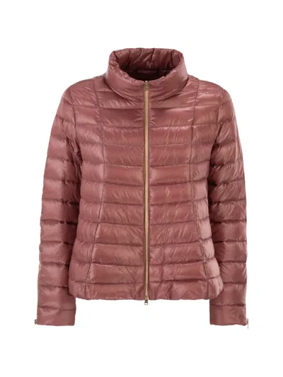 Herno Women Ultra-light Satin Down Jacket With Flared Back In Brown