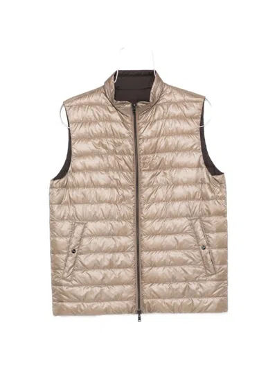 Herno Zip-up Reversible Gilet In Brown
