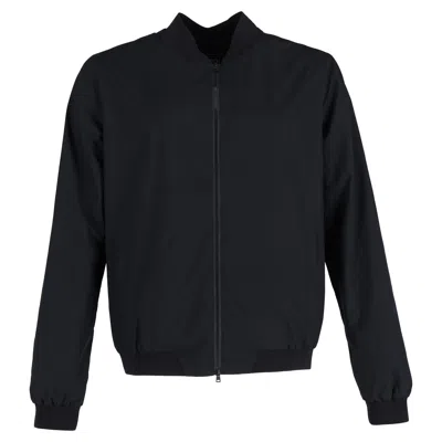 Herno Zip-up With Pockets Bomber Jacket In Black Polyester