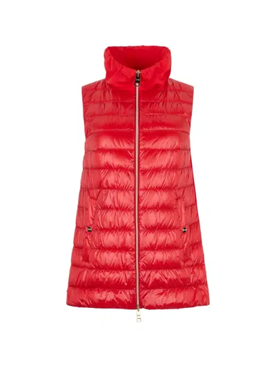 Herno Zip-fastening High-neck Sleeveless Jacket In Red