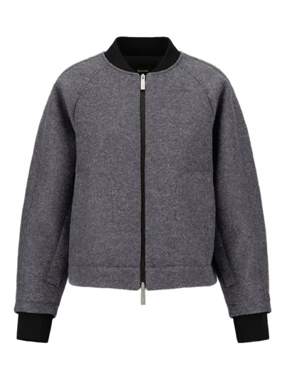 Herno Zip-front Bomber Jacket In Gray