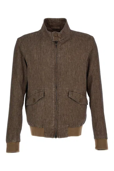 Herno Zipped Bomber Jacket In Brown