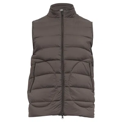 Herno Zipped Down Vest Jacket With Pockets In Grey Polyamide In Gray