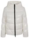 Herno Padded Down Jacket With High-gloss Finish And Oversized Collar In Bianco