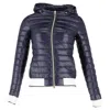 Herno Zipped Hooded Down Jacket In Navy Blue Polyamide