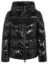 Herno Glossy Hooded Down Coat With Quilted Design In Black