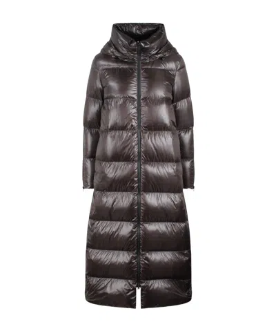 HERNO HERNO ZIPPED HOODED LONG JACKET