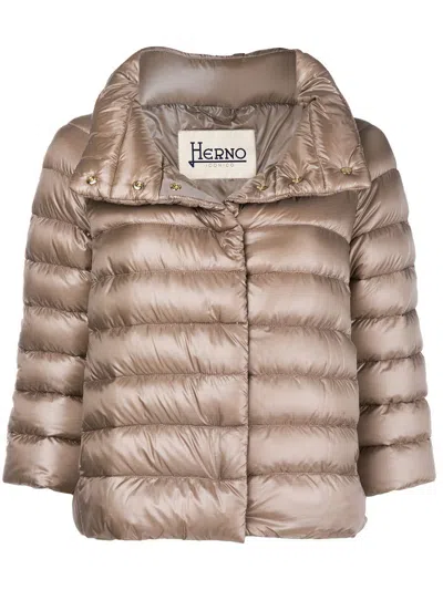 Herno Zipped Padded Jacket In Neutral