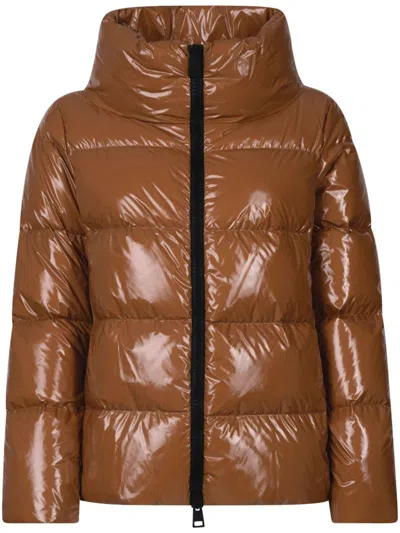 Herno Long-sleeved Down Jacket In Camel