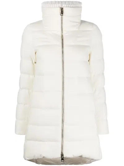 Herno Zipped-up Padded Coat In Weiss