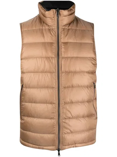 Herno Zipped-up Padded Vest In Neutrals