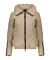 Herno Monogram-print Stand-up Collar Puffer Jacket In Brown