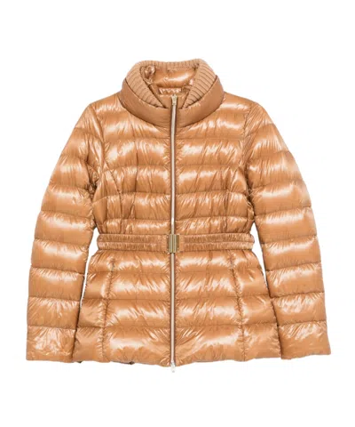 Herno Zipper Long Sleeve Down Jacket In Yellow