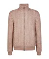 Herno Cable-knit And Ribbed Zip-up Cardigan In Pink