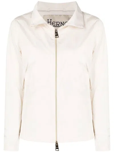Herno Zippered High-neck Jacket In White