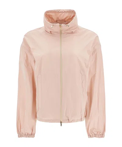 Herno Zippered Long Sleeve Casual Jacket In Pink