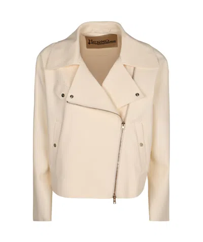 Herno Zippered Motorcycle Jacket In Green