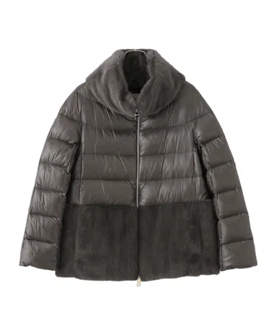 Herno Zippered Quilted Cotton Jacket In Gray