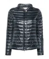 Herno Dark Blue Stand-collar Quilted Down Jacket In Blue