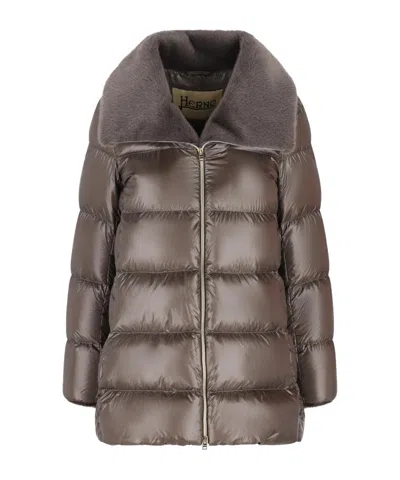 HERNO ZIPPERED QUILTED DOWN JACKET