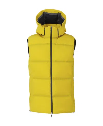 Herno Zippered Sleeveless Down Vest In Yellow