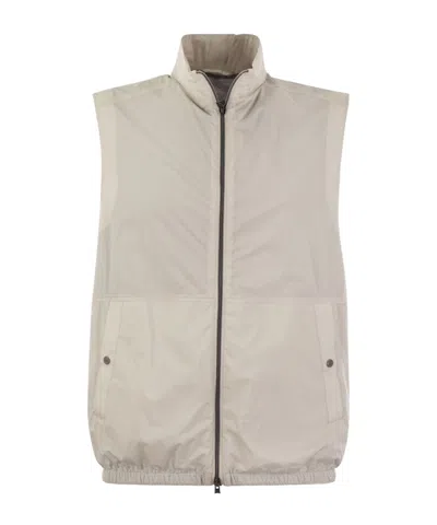 Herno Zippered Stand Collar Vest In Gray