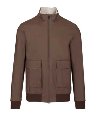 Herno Zip-up Bomber Jacket In Brown