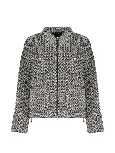 Herno Zip-up Bouclé Puffer Jacket In Black