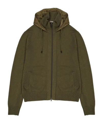 Herno Zip-up Cashmere Hoodie In Green