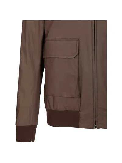 Herno Stretch Cotton Bomber Jacket Jackets Brown
