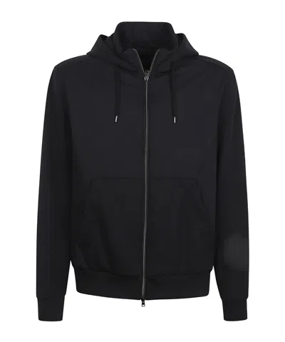 Herno Zip-up Drawstring Hooded Jacket In Black