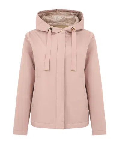 Herno Zip-up Drawstring Hooded Jacket In Pink
