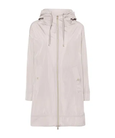 Herno Zip-up Drawstring Long Coat In White