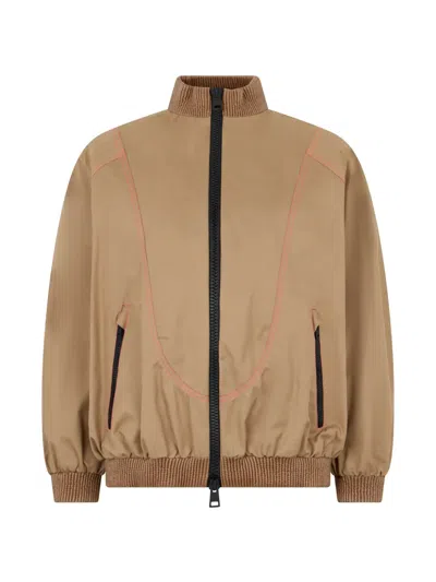 Herno Zip-up High-neck Bomber Jacket In Brown