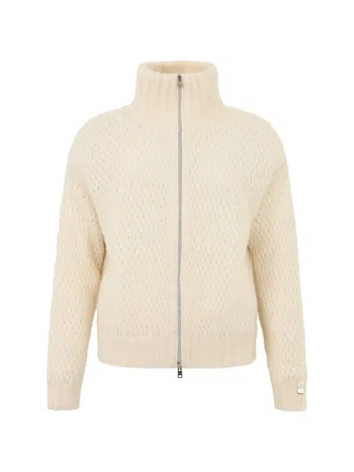 Herno Zip-up High-neck Cardigan In Gray