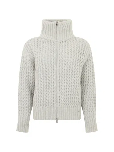 Herno Zip-up High-neck Cardigan In Green