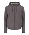 Herno Technical Fabric Hooded Jacket With Adjustable Drawstrings In Gray