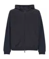 Herno Hooded Zip Blue White Polyester Jacket In Black
