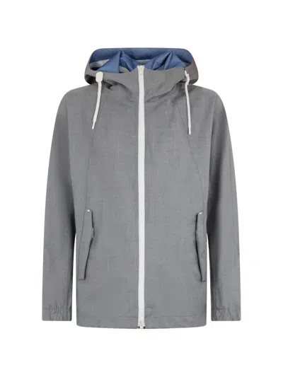 Herno Zip-up Hooded Jacket In Gray