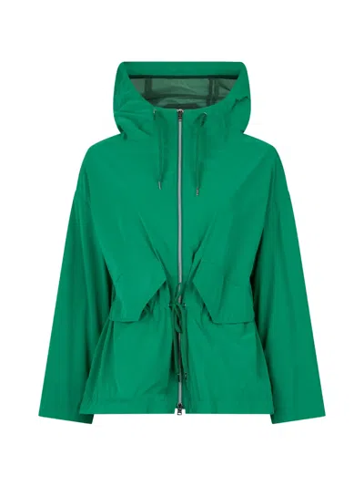 Herno Zip-up Hooded Jacket In Green