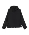 Herno Hooded Zip Blue White Polyester Jacket In Black