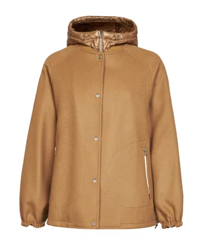 Herno Zip-up Hooded Padded Jacket In Brown