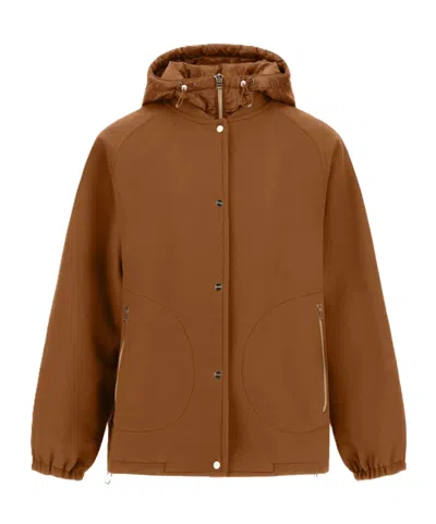 Herno Zip-up Hooded Padded Jacket In Brown