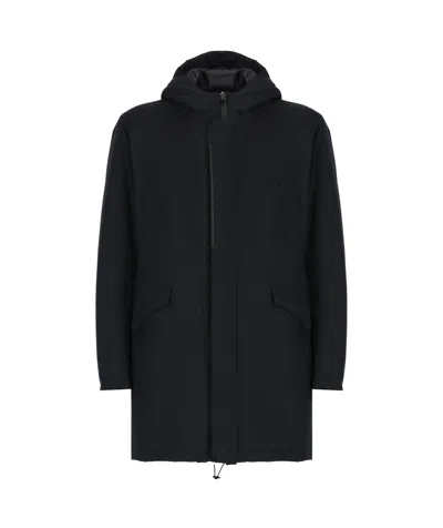 Herno Zip-up Hooded Parka In Blue